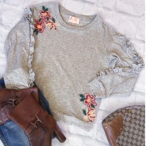 SKIES ARE BLUE Stitch Fix Embroidered Knitted Top